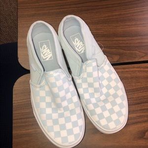 Sky blue checkered vans